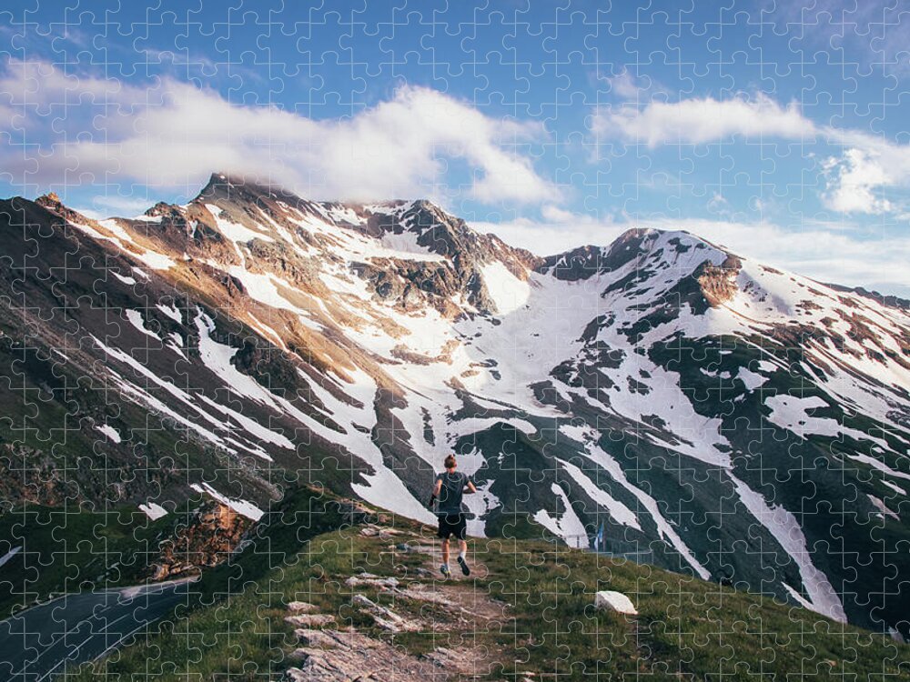 Hohe Tauern Range Jigsaw Puzzle featuring the photograph Athlete runs by Vaclav Sonnek