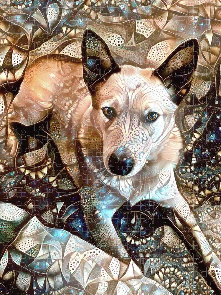 Red Heeler Dog Jigsaw Puzzle featuring the mixed media Atlas the Red Heeler Dog by Peggy Collins
