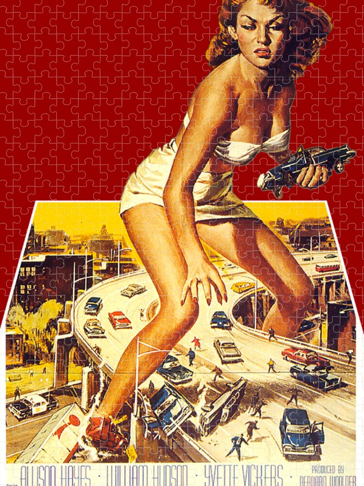 Attack Jigsaw Puzzle featuring the mixed media ''Attack of the 50ft Woman'', 1958 - 3d movie poster by Movie World Posters