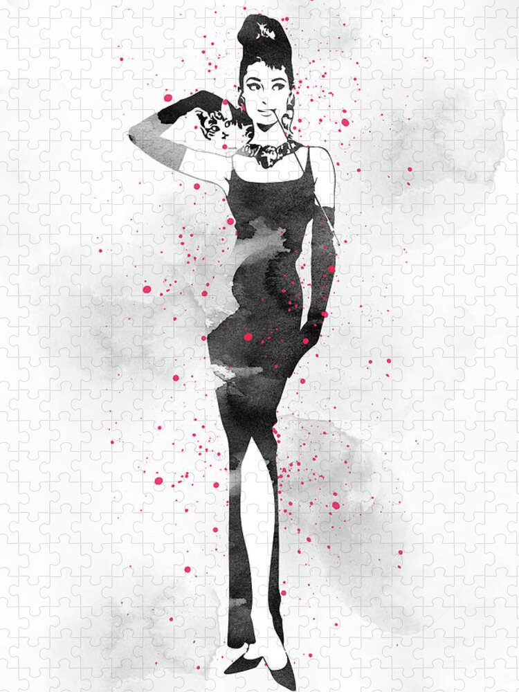Audrey Hepburn little black dress Jigsaw Puzzle by Mihaela Pater - Pixels