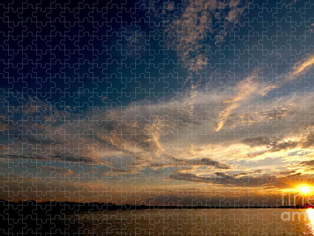 Pandemic Day 556 Sunset Jigsaw Puzzle featuring the photograph August Pandemic Upper Niagara Sunset by Tony Lee