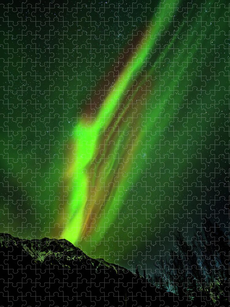 Aurora Borealis Jigsaw Puzzle featuring the photograph Aurora Mountain by Kyle Lavey
