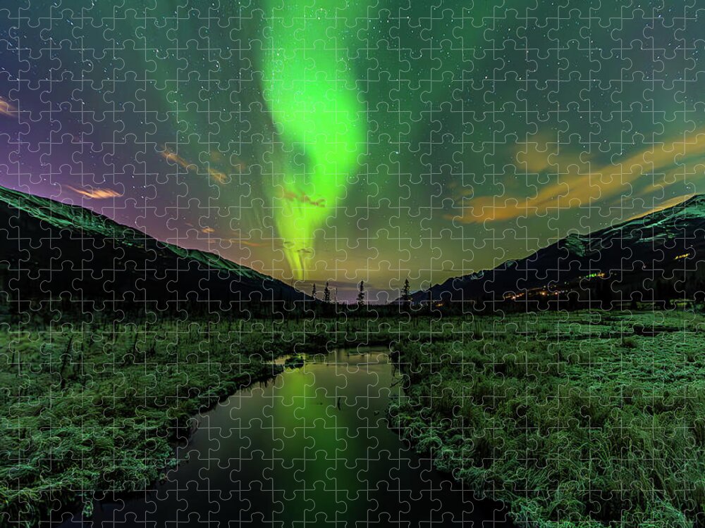 Alaska Jigsaw Puzzle featuring the photograph Aurora Valley by Kyle Lavey