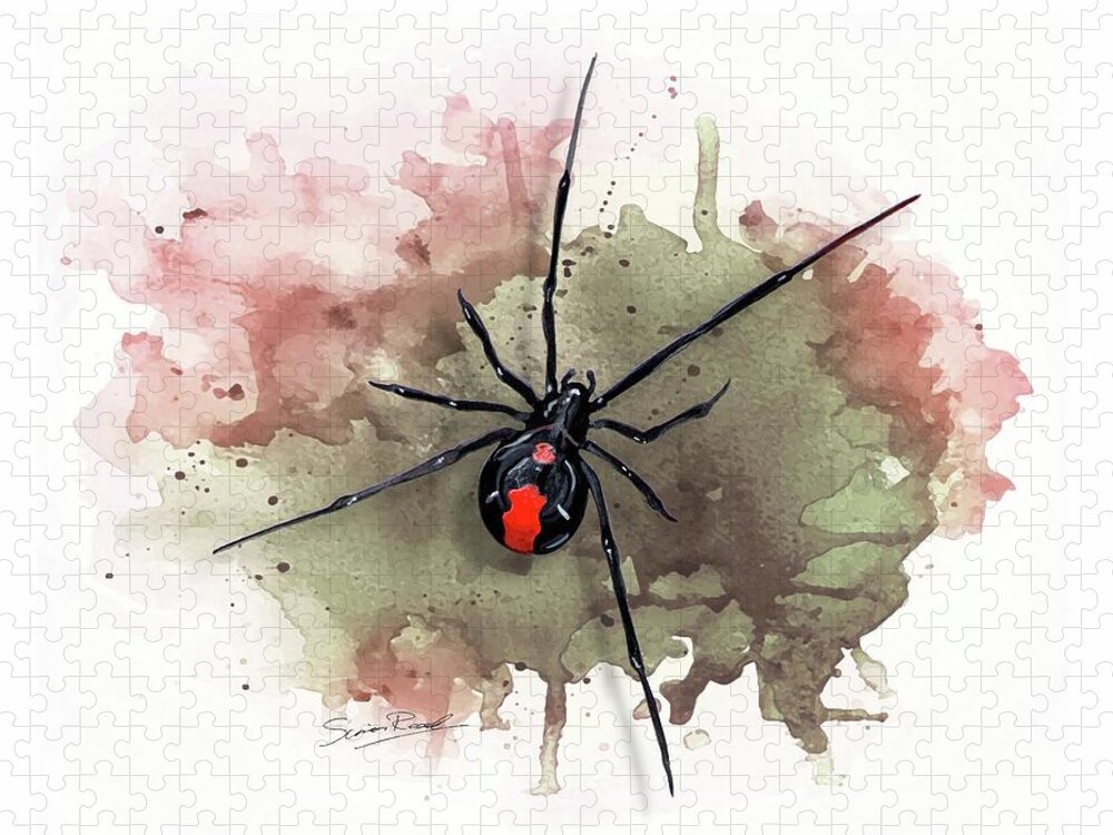 Art Jigsaw Puzzle featuring the painting Australian Redback Spider by Simon Read