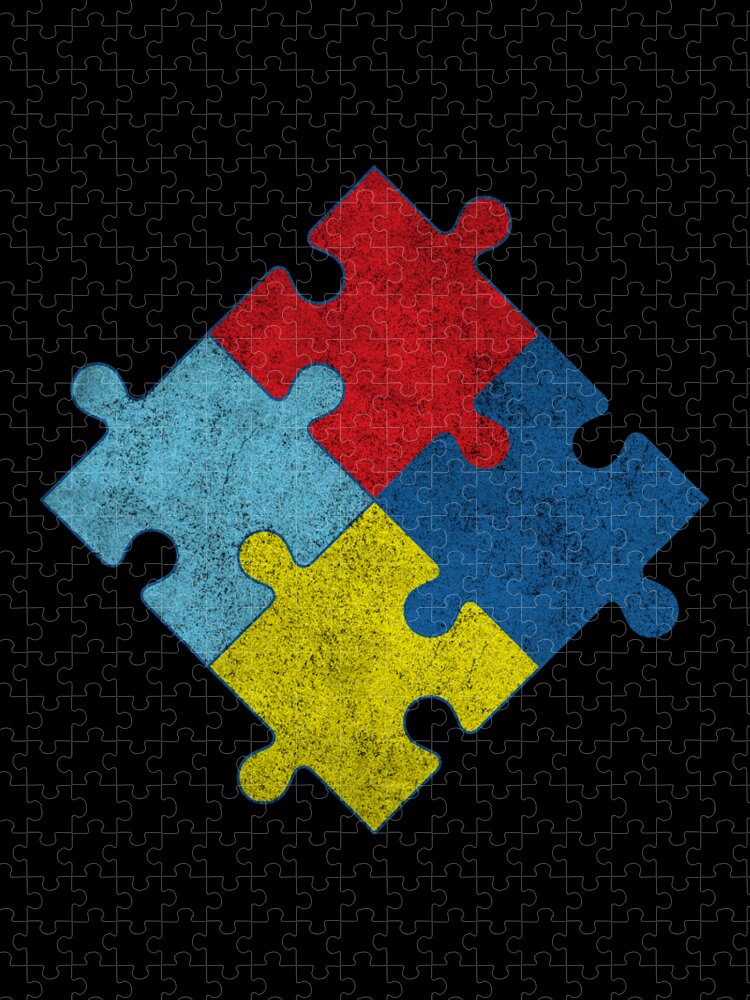 Awareness Jigsaw Puzzle featuring the digital art Autism Awareness Puzzle Pieces Retro by Flippin Sweet Gear
