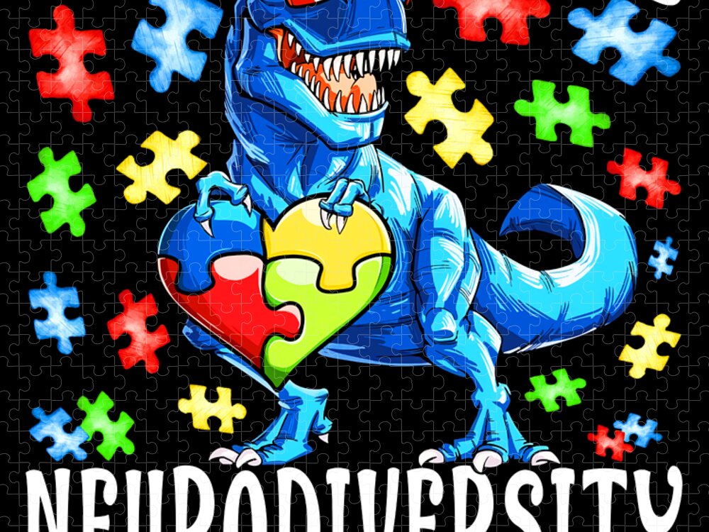 Autistic Pride Day Dinosaur TRex Celebrate Neurodiversity T-Shirt Jigsaw  Puzzle by ThePassionShop - Pixels