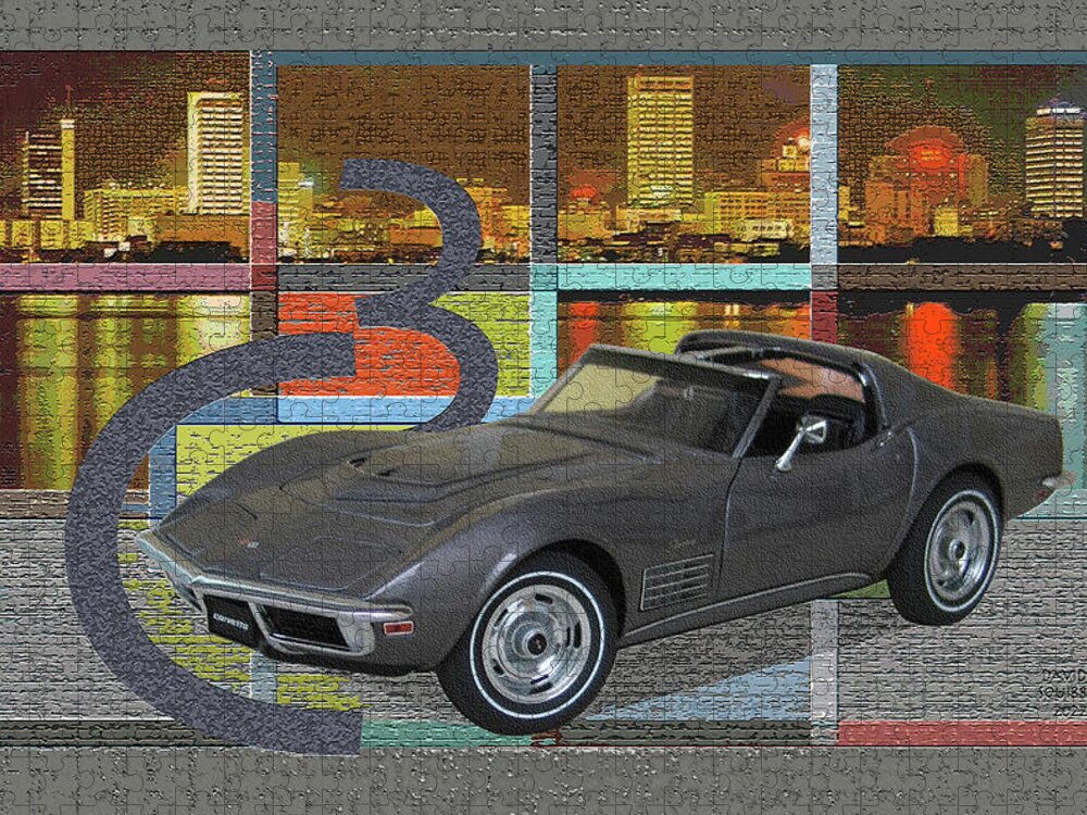 Autoart Vettes Jigsaw Puzzle featuring the digital art AUTOart Vettes / C3hree by David Squibb