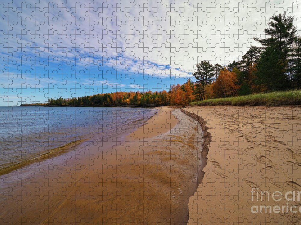Autrain Beach Autumn Jigsaw Puzzle featuring the photograph AuTrain Beach Autumn by Rachel Cohen