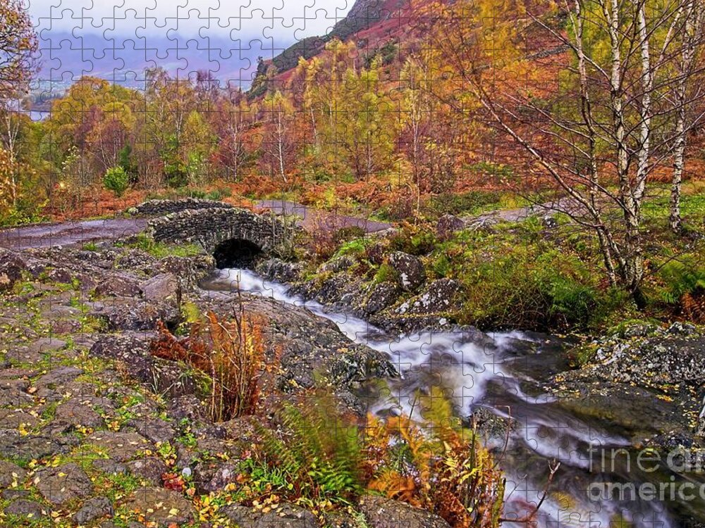 Ashness Bridge Jigsaw Puzzle featuring the photograph Autumn at Ashness Bridge Lake District by Martyn Arnold