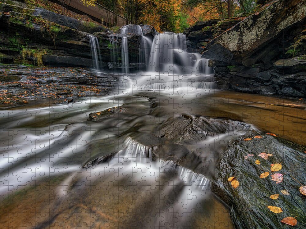 Waterfall Jigsaw Puzzle featuring the photograph Autumn at Dunloup Creek by Rick Berk