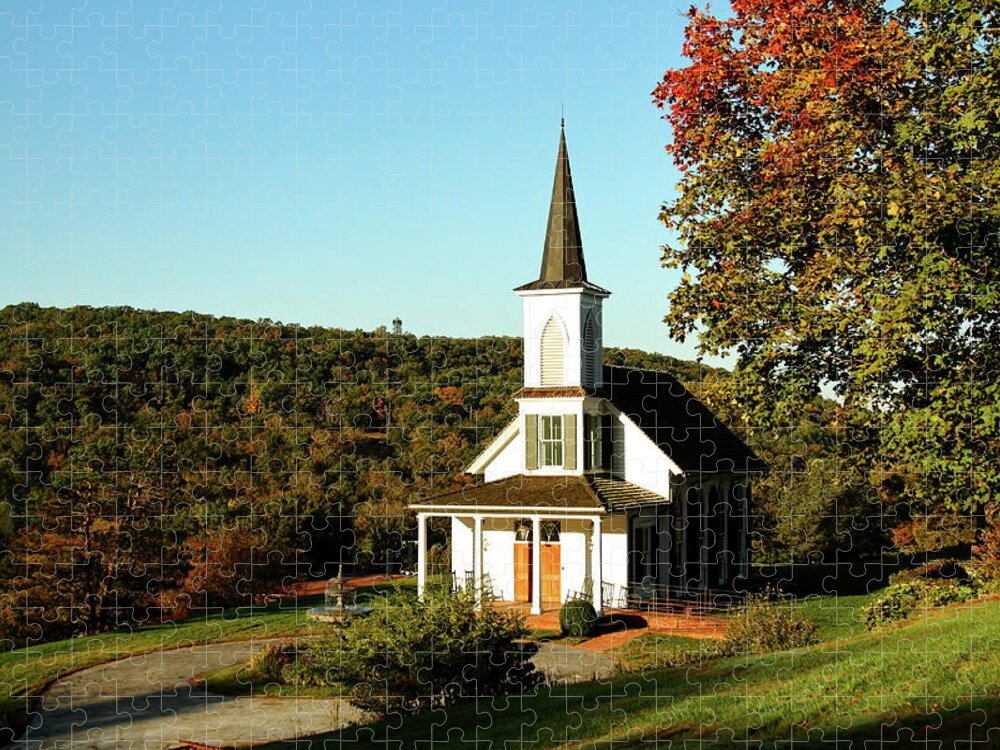 Table Rock Lake Jigsaw Puzzle featuring the photograph Autumn Chapel by Lens Art Photography By Larry Trager