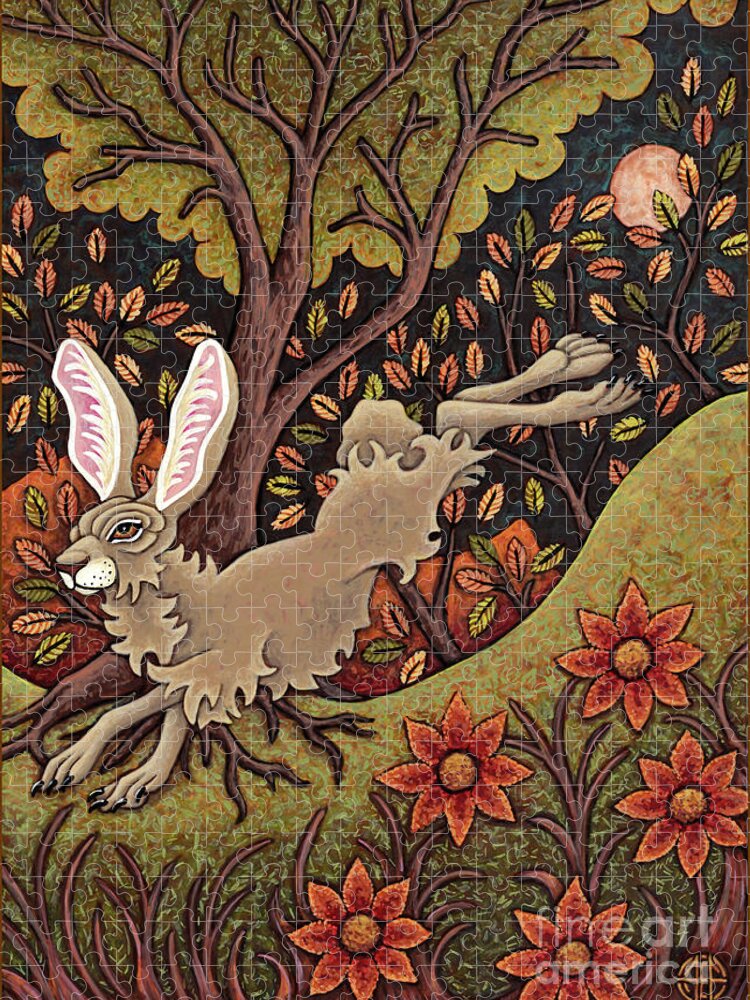 Hare Jigsaw Puzzle featuring the painting Autumn Evenfall by Amy E Fraser
