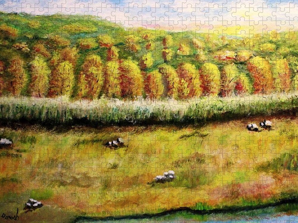 Landscape Jigsaw Puzzle featuring the painting Autumn Hills by Gregory Dorosh