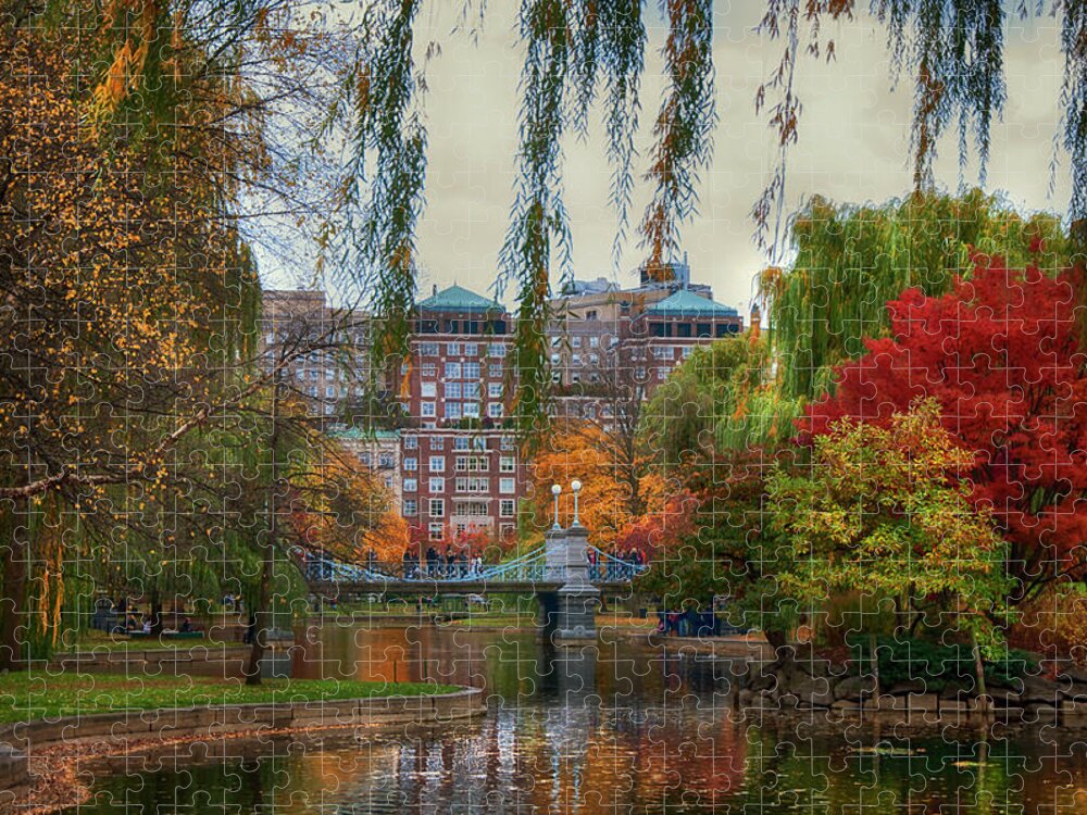 Willow Jigsaw Puzzle featuring the photograph Autumn in Boston Garden by Joann Vitali