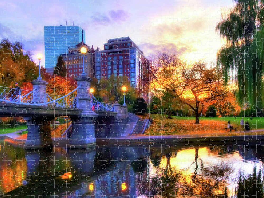 Boston Jigsaw Puzzle featuring the photograph Autumn in the Park - Boston Public Garden by Joann Vitali