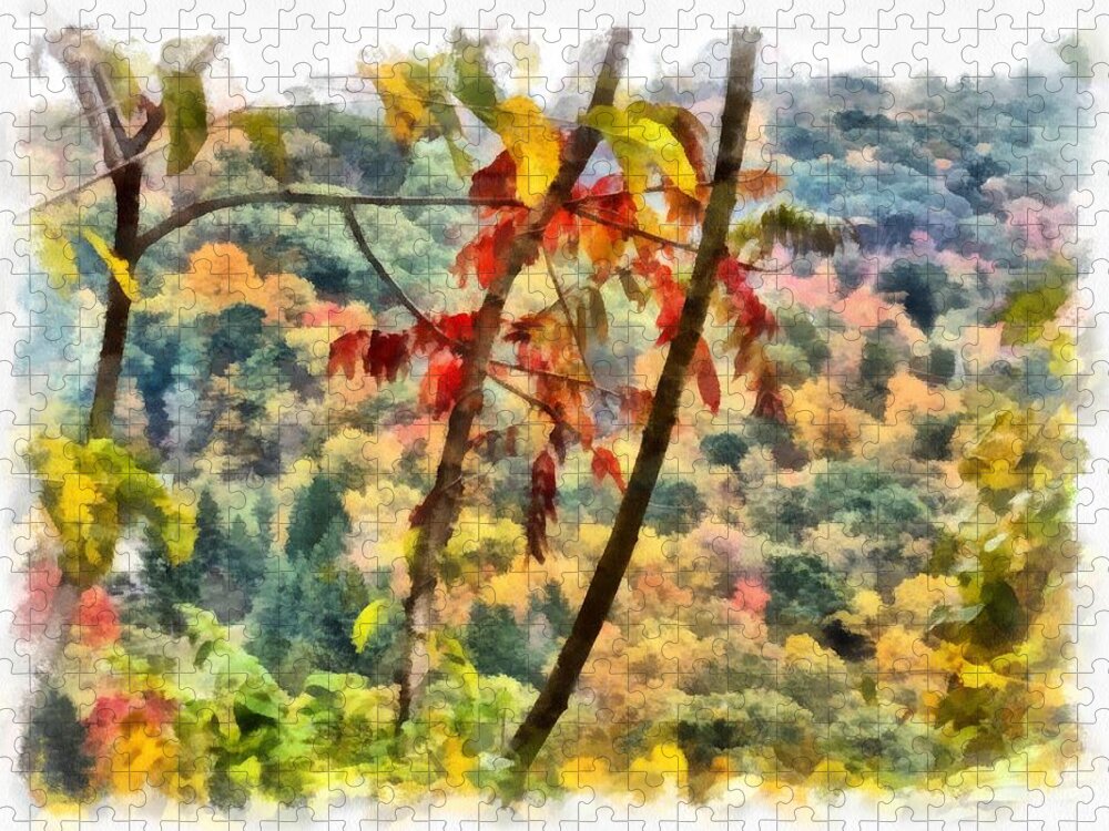 Autumn Jigsaw Puzzle featuring the mixed media Autumn in the Valley by Christopher Reed
