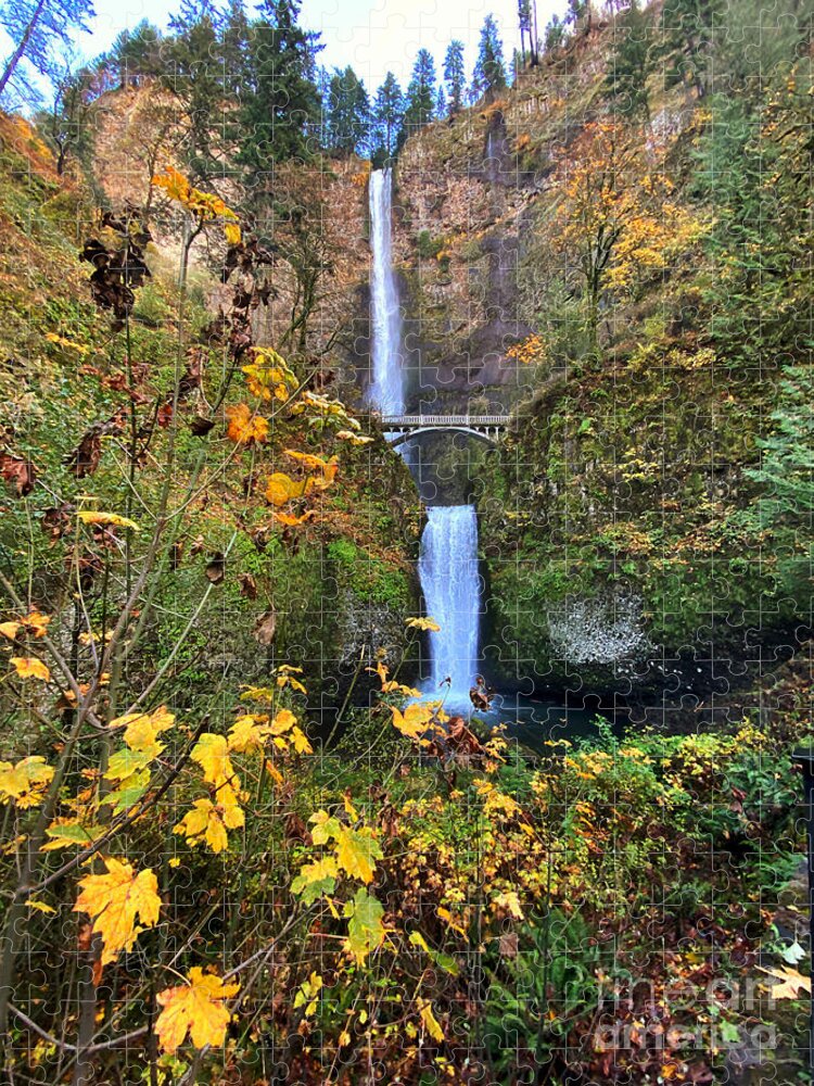 Multnomah Falls Jigsaw Puzzle featuring the photograph Autumn Multnomah Falls by Jeanette French