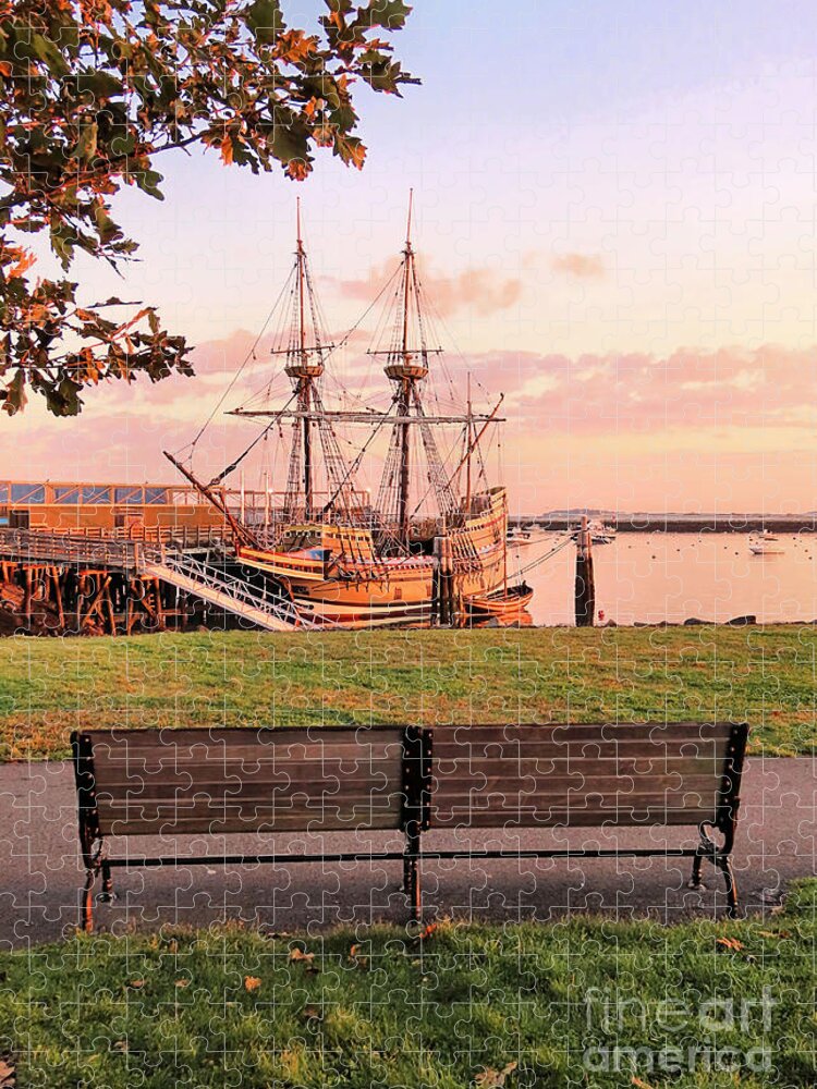 Autumn Jigsaw Puzzle featuring the photograph Autumn Seascape Mayflower II by Janice Drew