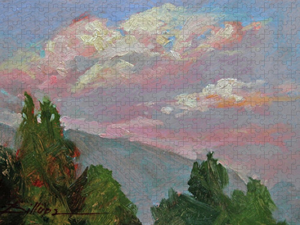 Plein Air Painting Of Clouds Puzzle featuring the painting Autumn Skies by Betty Jean Billups