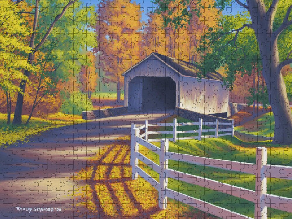 Acrylic Jigsaw Puzzle featuring the painting Autumn Slumber by Timothy Stanford