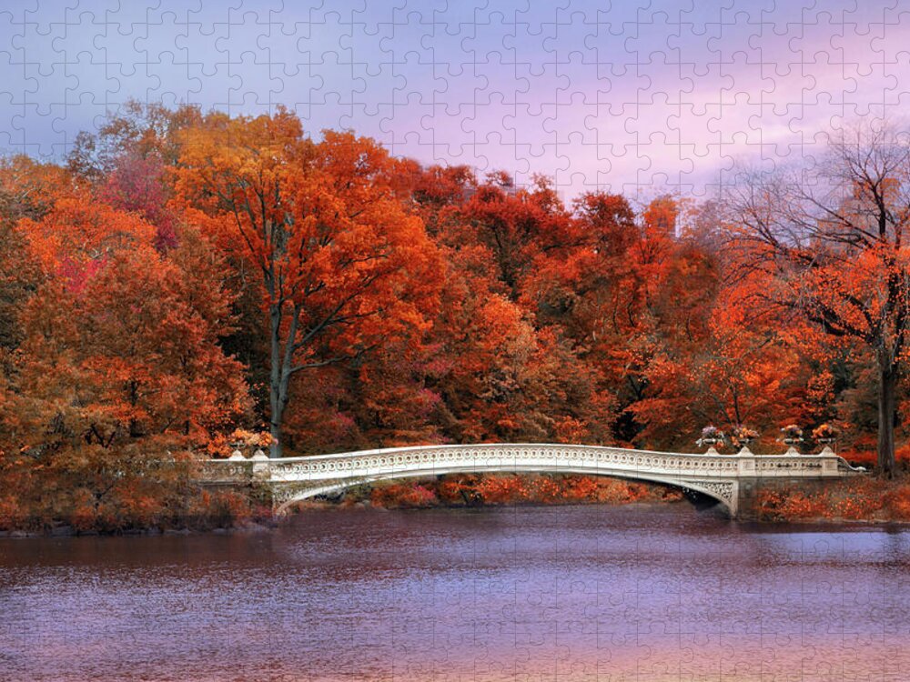Bow Bridge Jigsaw Puzzle featuring the photograph Autumnal Reflections of Bow Bridge by Jessica Jenney