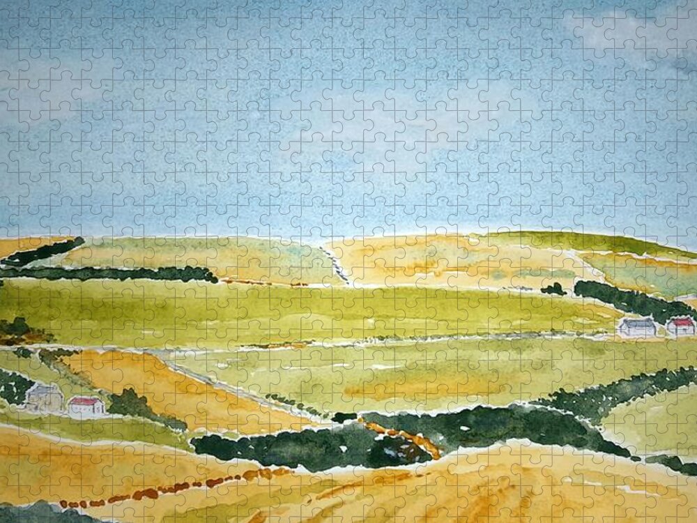 Watercolor Jigsaw Puzzle featuring the painting Ayrshire Farms by John Klobucher
