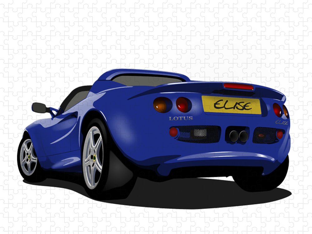 Sports Car Jigsaw Puzzle featuring the digital art Azure Blue S1 Series One Elise Classic Sports Car by Moospeed Art