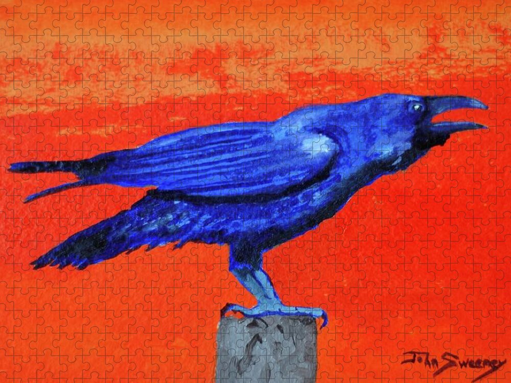 Blue Raven Jigsaw Puzzle featuring the painting B031_dsc_1055 by John Sweeney