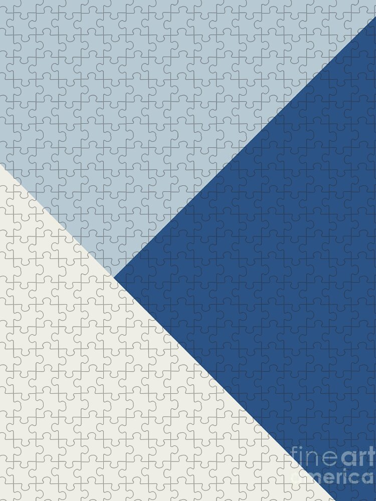 Graphic-design Jigsaw Puzzle featuring the digital art Baby Blue meets Classic Blue and Coconut Milk Geometric #1 #minimal #decor #art by Anita Bella Jantz