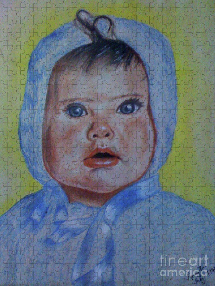 Baby Jigsaw Puzzle featuring the painting Baby Portrait by Remy Francis