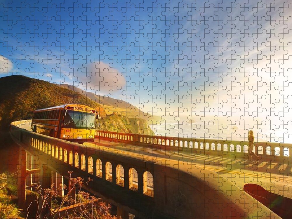 School Bus Jigsaw Puzzle featuring the photograph Back to Light by Fabio Piacenza by California Coastal Commission