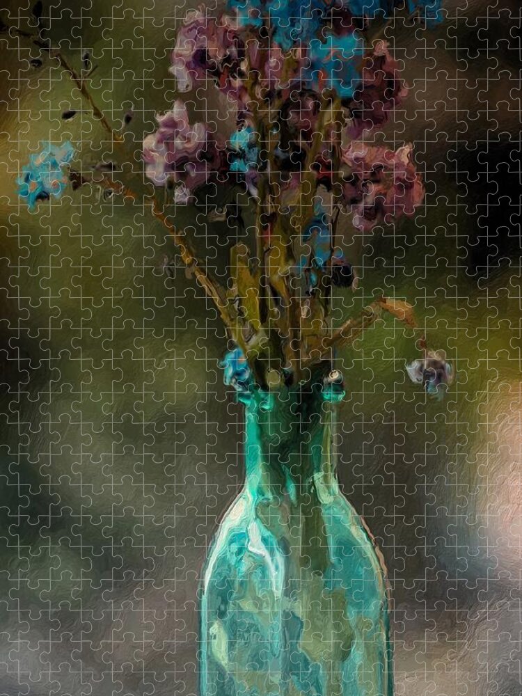 Mixed Media Jigsaw Puzzle featuring the digital art Backyard Bouquet by Bonnie Bruno