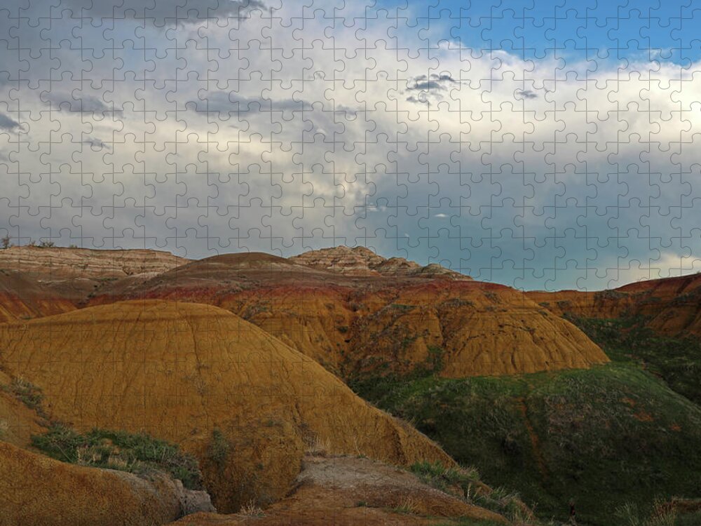 Badlands Yellow Mounds Jigsaw Puzzle featuring the photograph Badlands Yellow Mounds by Dan Sproul