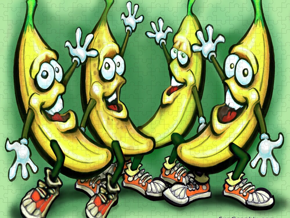 Banana Jigsaw Puzzle featuring the painting Bananas by Kevin Middleton