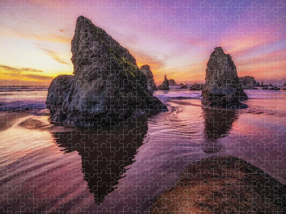 Sunset Jigsaw Puzzle featuring the photograph Bandon Explosion by Darren White