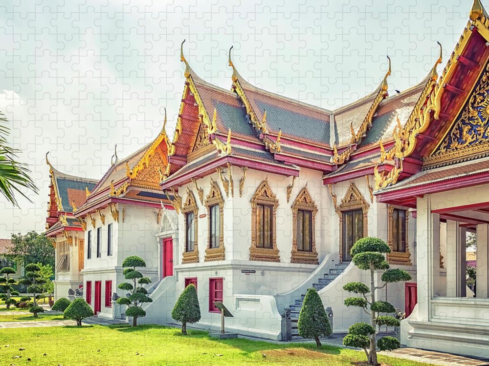 Ancient Jigsaw Puzzle featuring the photograph Bangkok Architecture by Manjik Pictures