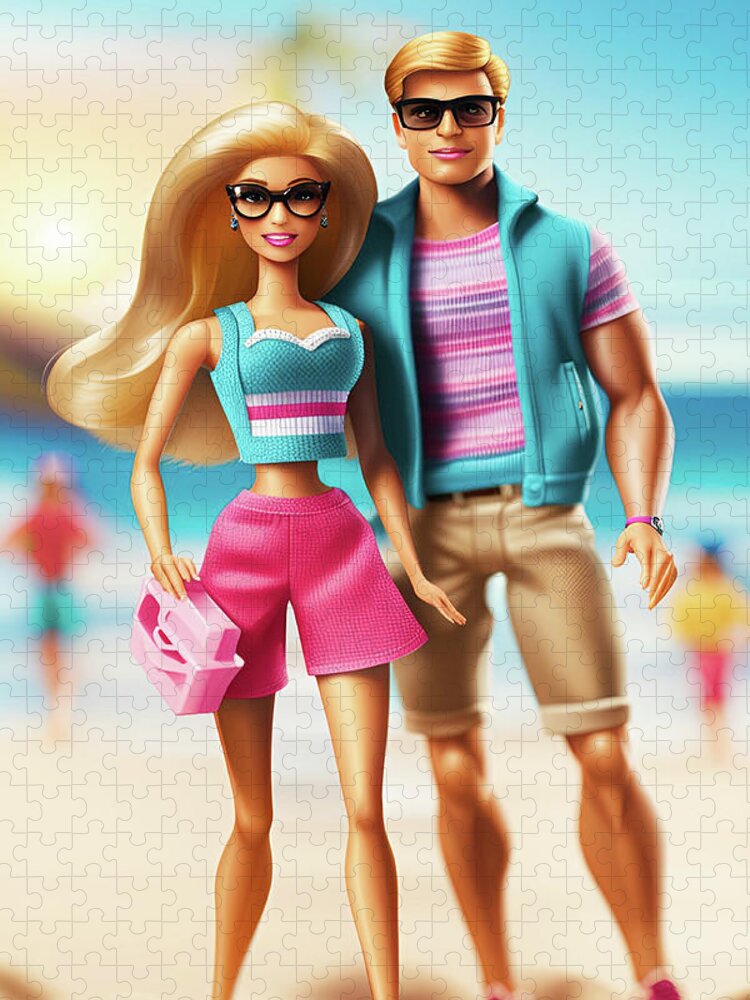 Barbie and Ken At the Beach Color Jigsaw Puzzle by Movie Poster