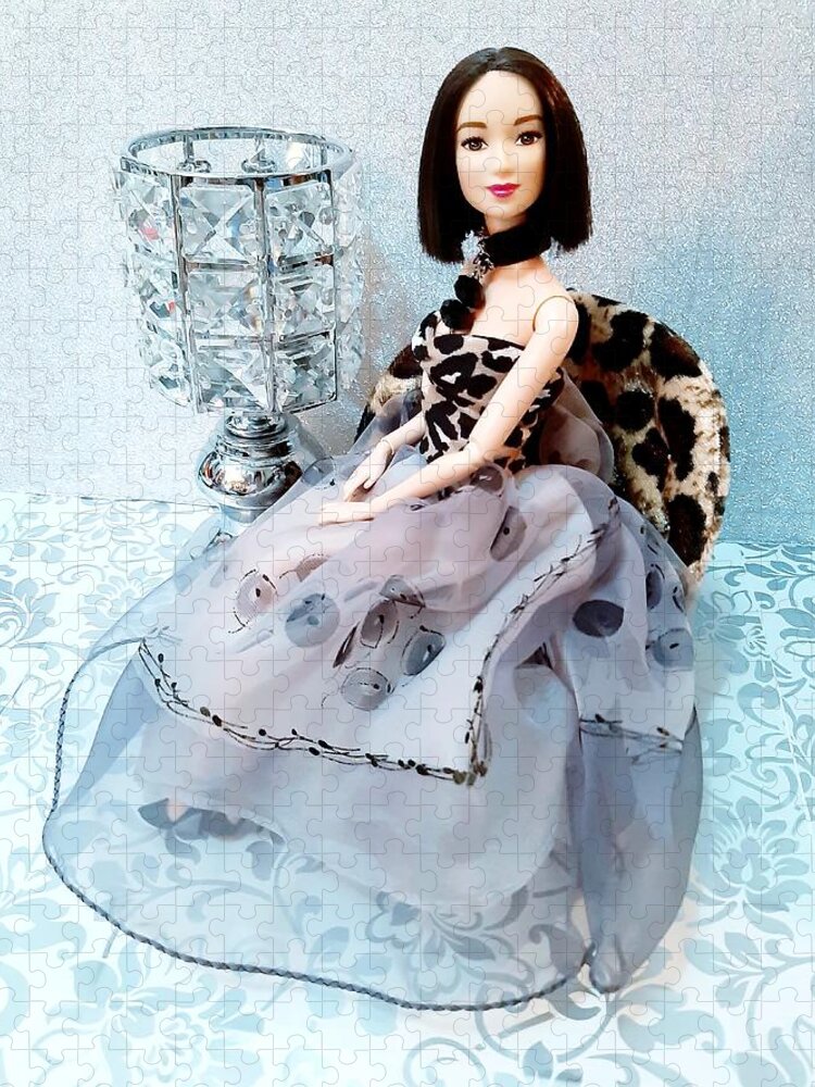 Barbie Doll Brunette In Evening Dress Jigsaw Puzzle by Natasa