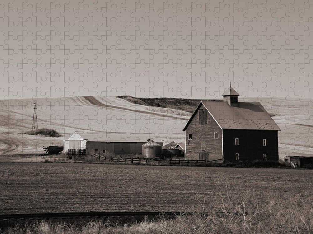 Farm Jigsaw Puzzle featuring the photograph Barn in Black and White by Connie Carr
