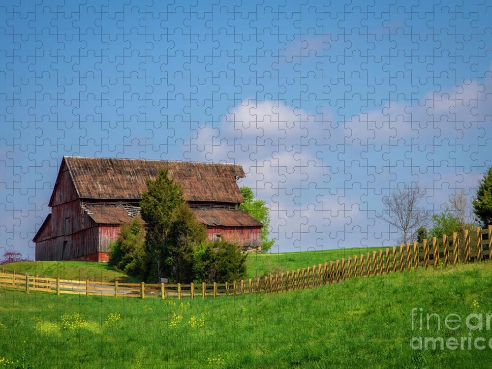 Barn Jigsaw Puzzle featuring the photograph Barn on Hickory Hill I by Shelia Hunt