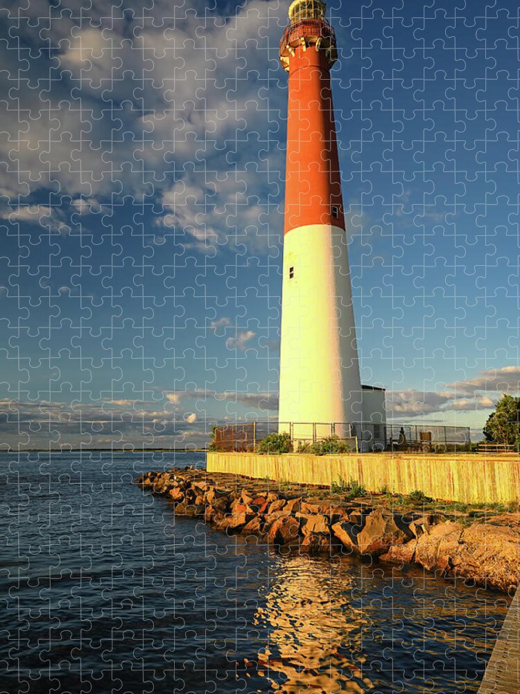 Lighthouse Jigsaw Puzzle featuring the photograph Barnegat at Golden Hour by Steven Nelson