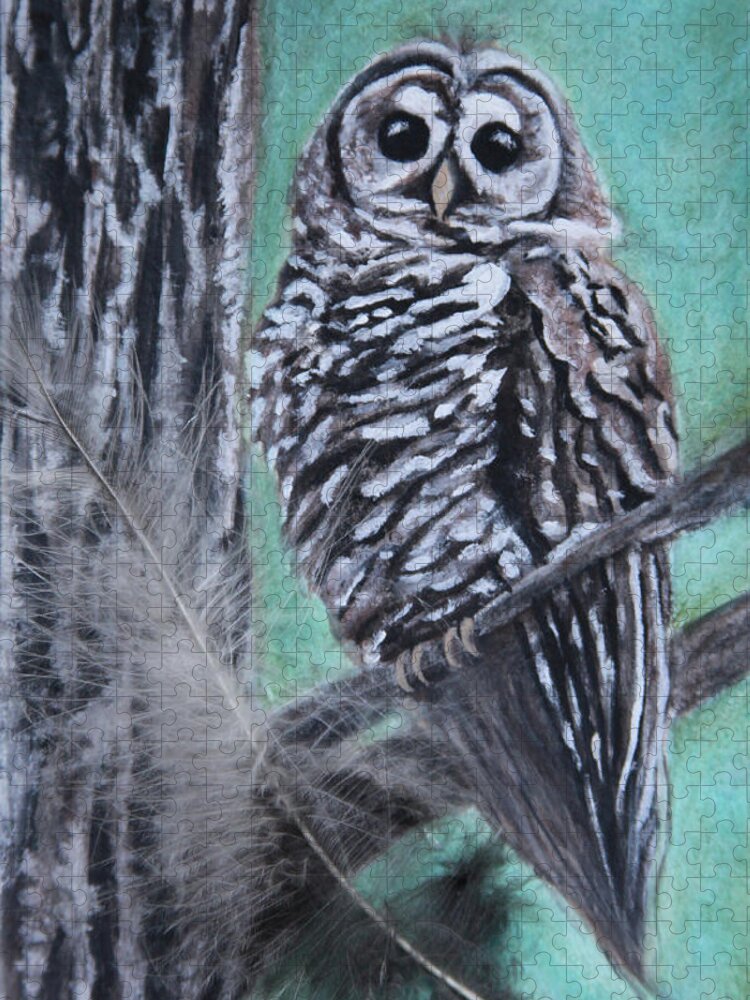 Art Jigsaw Puzzle featuring the painting Barred Owl by Tammy Pool