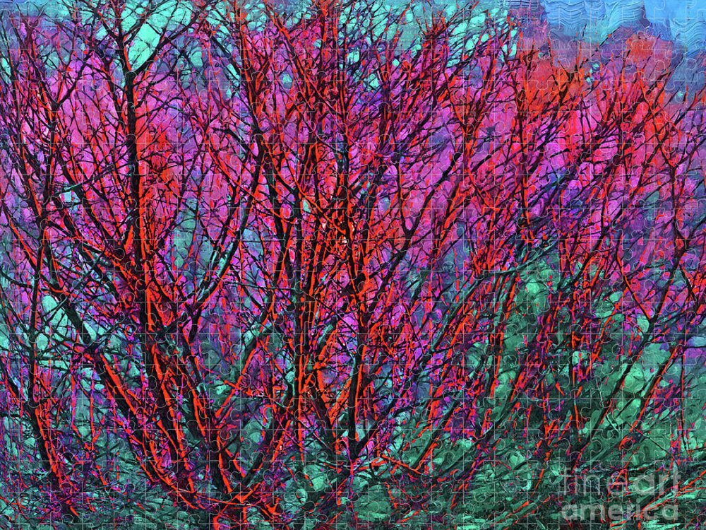 Abstract Jigsaw Puzzle featuring the digital art Barren Trees by Kirt Tisdale