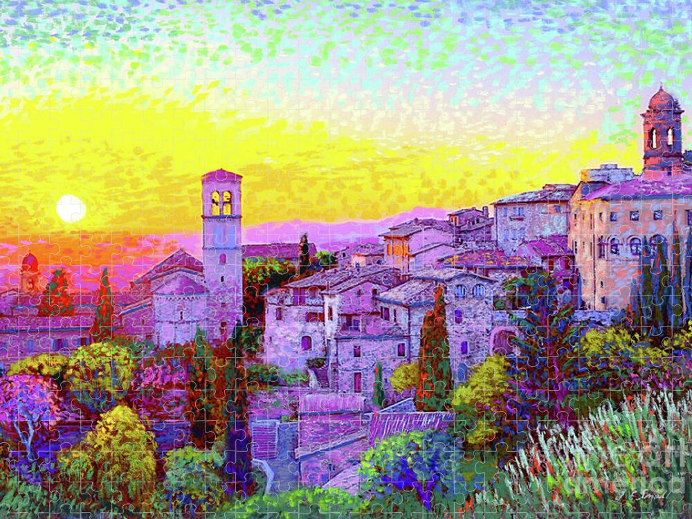 Italy Jigsaw Puzzle featuring the painting Basilica of St. Francis of Assisi by Jane Small