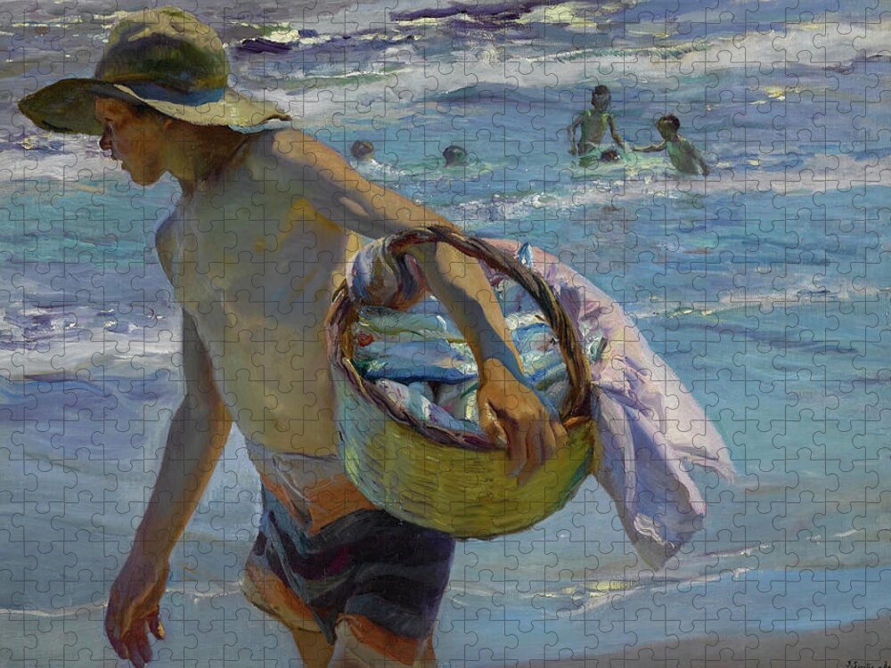 Boy Jigsaw Puzzle featuring the painting Bastida The Fisherman by Joaquin Sorolla