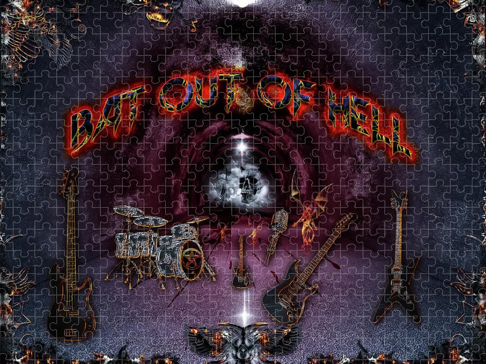 Bat Out Of Hell Jigsaw Puzzle featuring the digital art Bat Out Of Hell by Michael Damiani