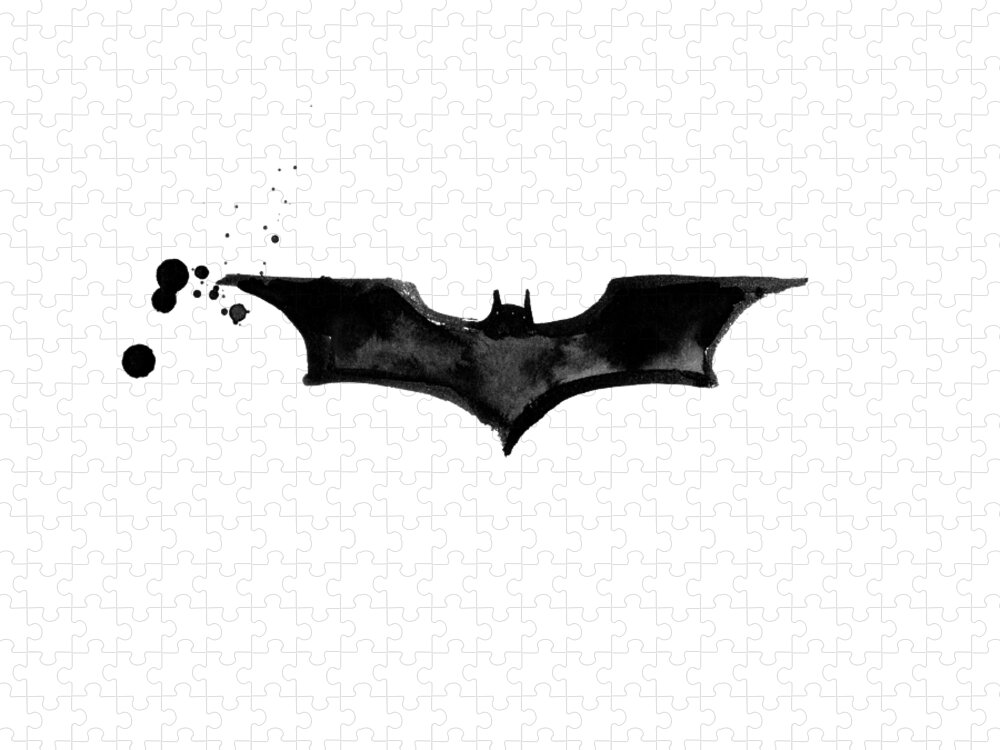 Batman Jigsaw Puzzle featuring the drawing Batman Logo by Pechane Sumie