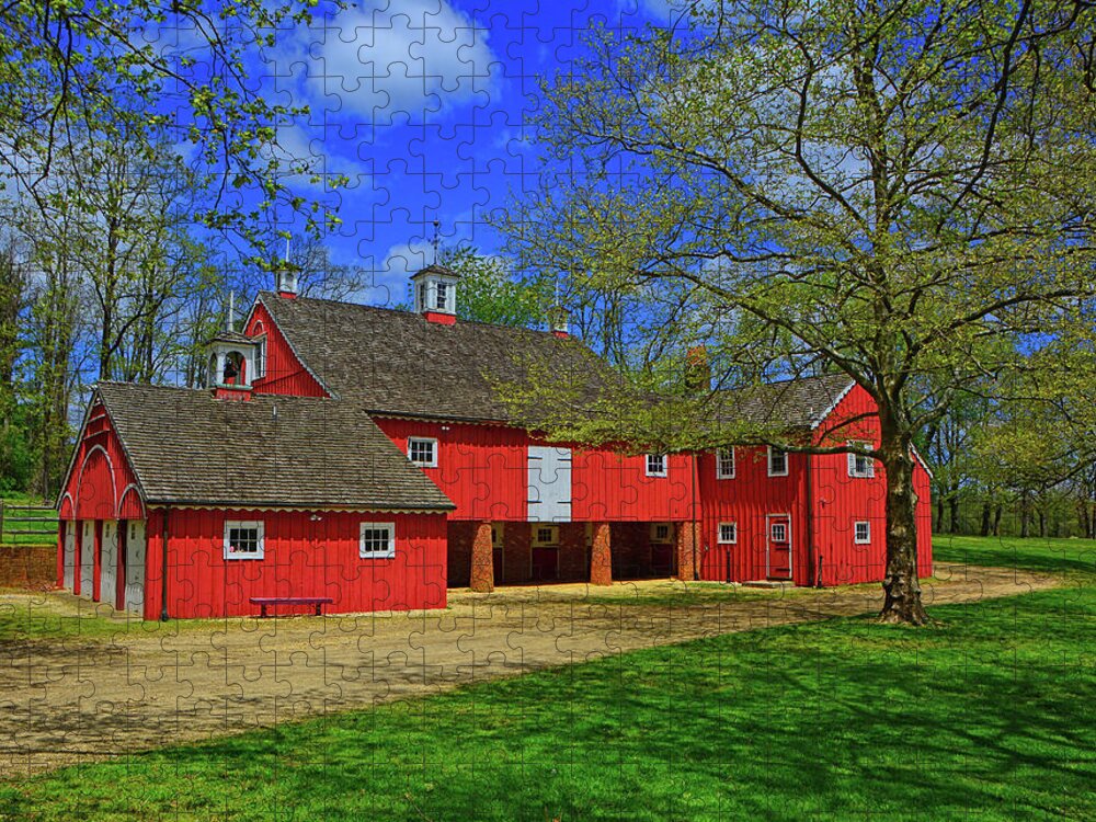 Bayonet Farm Jigsaw Puzzle featuring the photograph Bayonet Farm Red Barn by Raymond Salani III