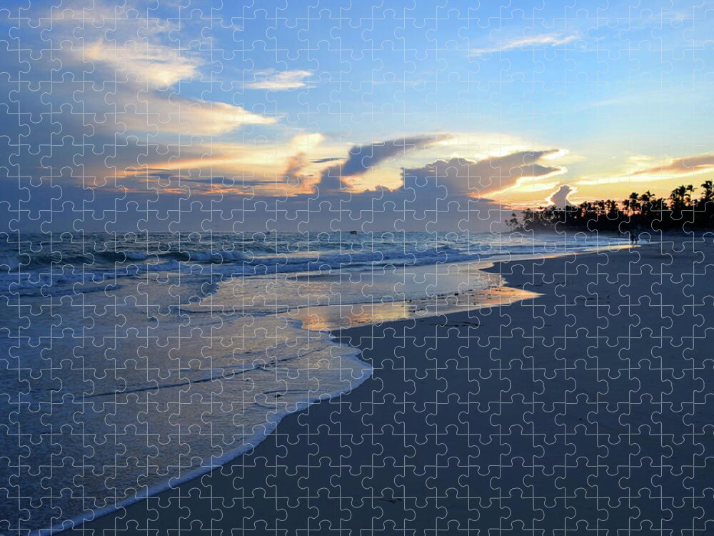 Sunset Jigsaw Puzzle featuring the photograph Beach Sunset Photo 123 by Lucie Dumas