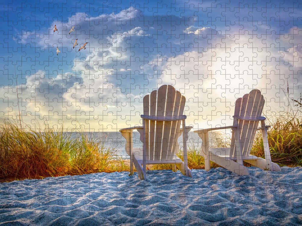 Clouds Jigsaw Puzzle featuring the photograph Beach Time by Debra and Dave Vanderlaan